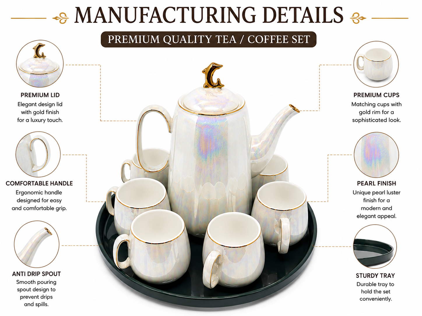 Ceramic Teapot Premium Pearl Finish