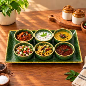 Rustic Indian Condiment Platter in Sunlight