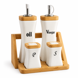 Bamboo Rack Oil and Vinegar Set