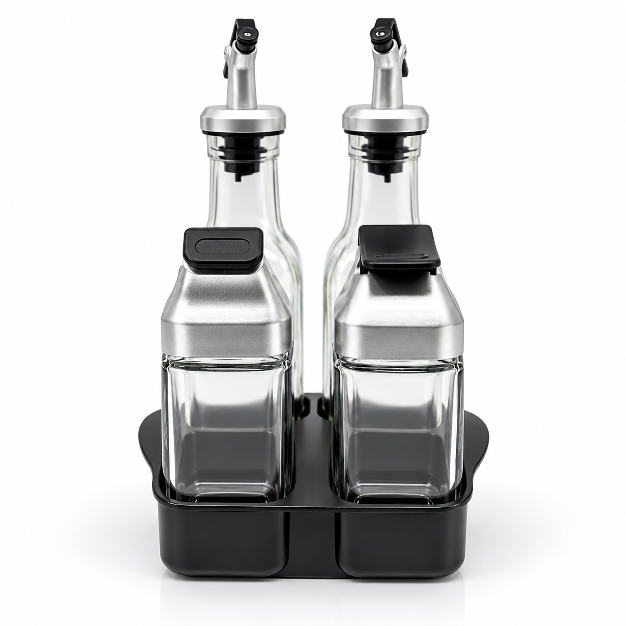 Four-Piece Glass Oil Dispenser Set
