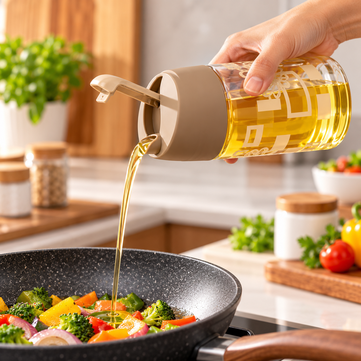 Golden Oil Pour Over Sautéed Vegetables