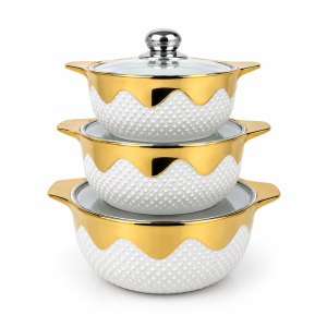Luxury Gold-Trimmed Ceramic Casserole Stack