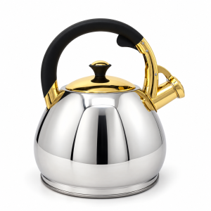 Polished Gold-Accented Stainless Steel Kettle