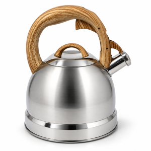 Stainless Steel Wood-Handle Whistling Kettle