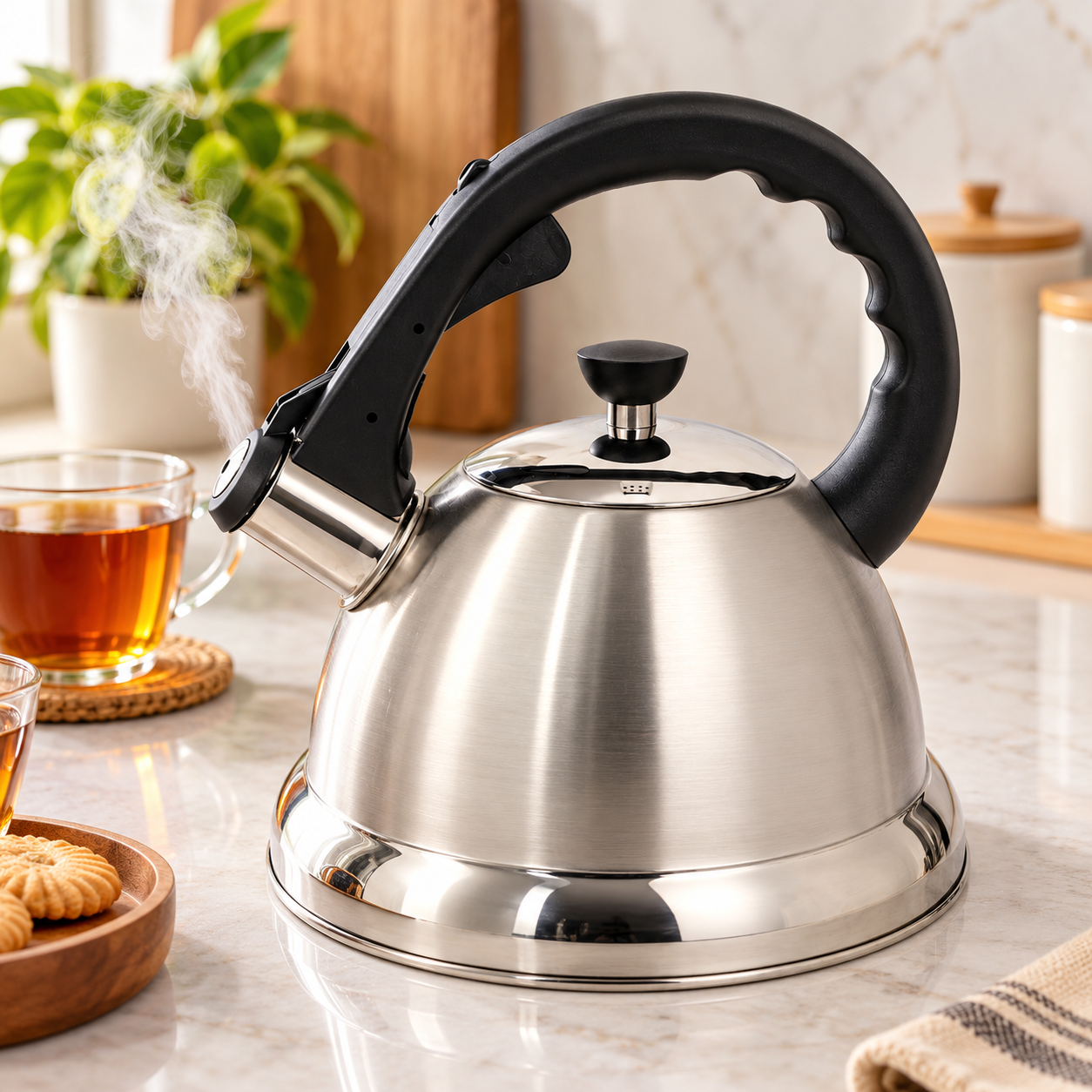 Steaming Stainless Steel Tea Kettle